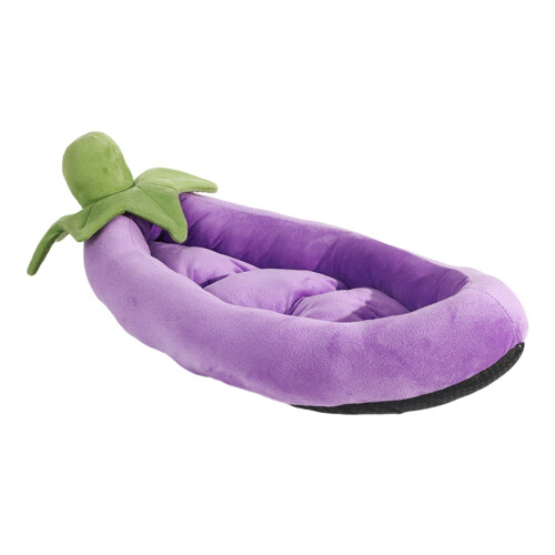 Leaf Pattern Pets Bed Plush Comfort Semi Enclosed Pets-Purple S