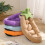 Leaf Pattern Pets Bed Plush Comfort Semi Enclosed Pets-Purple S 3