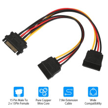 Adattatore di alimentazione splitter a Y da connettore maschio SATA15 pin a doppio connettore femmina M/F per disco rigido, 8 pollici