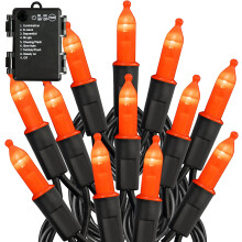 Morttic Christmas Lights, 50 LED 16FT Battery-Operated String Lights with 8 Modes, Compatible with Indoor/Outdoor Use, Orange