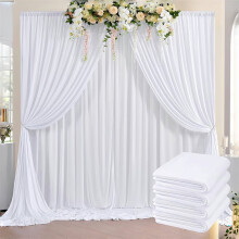 Elegant White Floral Curtains 4-Piece Set – Perfect for Weddings, Birthdays, Home Decor, Photography Backdrops, and Party Decorations