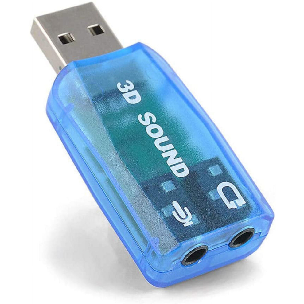 Amerteer Usb 3D Sound Card, 5.1 External Stereo Sound Card With 3.5Mm Jacks For Windows, Mac, Linux, Pc, Laptop, Desktop (Blue) Blue 9028731130743