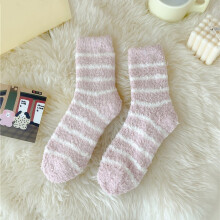 Ankle Socks,Crew Socks Autumn Winter Striped Plush Insulation Coral Velvet Home Socks Carpet Socks Sleep Socks Fuzzy Socks,Dress Socks, Red