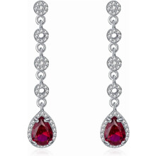 Red Teardrop Dangle Earrings for Women – 925 Sterling Silver Ruby Birthstone, Burgundy Vintage Jewelry Gift for Christmas/Valentine’s/Wedding
