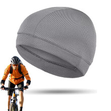 Sweat Wicking Skull Caps, Quick Drying Cycling Hats Cooling Running Beanie for Men Women, Gray