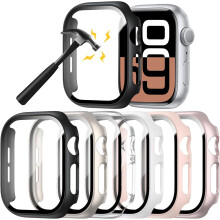 XiHAMA 6-Pack PC Case Compatible with Apple Watch Series 10 + Tempered Glass Protector, Rontion Ultra-Thin Scratch-Resistant Bumper