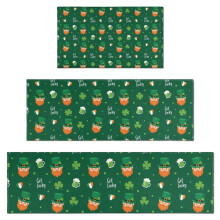 St. Patrick's Day and Get Lucky Kitchen Rugs Set Of 3, 17"X30"+17"X47"+17"X59" Non-Skid Washable Anti-Fatigue Mats