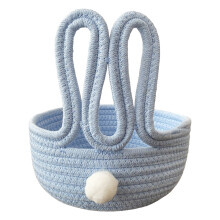 Panier de rangement en corde de coton en forme de lapin – 20 cm, bleu