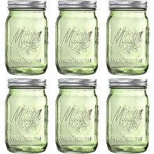 Frascos Mason de boca ancha de 946 ml (32 oz) de color verde (paquete de 6)