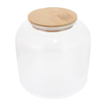 Tarro de cristal para guardar té con tapa de madera, 1000 ml.