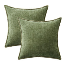Fundas de almohada de chenilla verde salvia, 45 x 45 cm (paquete de 2)