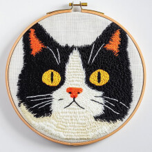 Punch Needle készlet Fekete-fehér macska20x20cm
