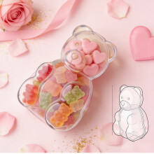 Boîte à bonbons transparente en forme d'ours 40 x 22 cm