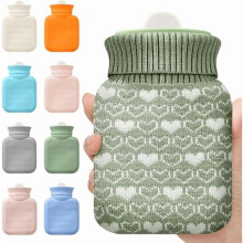 Garrafa térmica com capa de silicone para compressa quente/fria, 320ml, verde sálvia