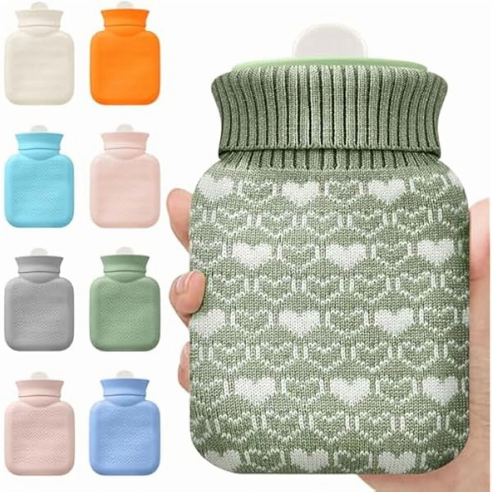 Green Mini 320Ml Hot/Cold Compress Bottle With Silicone Cover, Microwaveable, Travel-Friendly Pain Relief & Gift (Sage )
