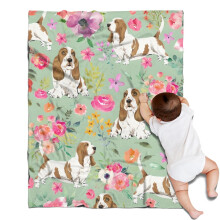 Basset Hound Pioneer Flower Lamb Wool Throw Blanket 30x40