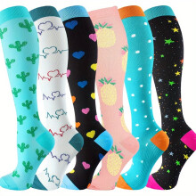 6 Pairs Compression Socks for Women Men 20-30mmHg Graduated Support Knee High Socks for Nurses, Athletic