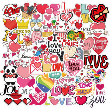 Heart Shaped Stickers with English Text, Valentine's Day Vinyl Stickers for Water Bottles, Gift for Girlfriends & Boyfriends, Cute Love Decor
