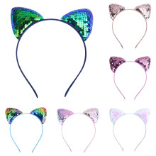 Diademas con orejas de gato brillantes y lentejuelas (6 unidades)