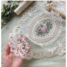 Retro lace placemats beige 12x16 in 12-pack