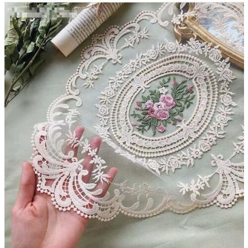 Retro lace placemats beige 12x16 in 12-pack