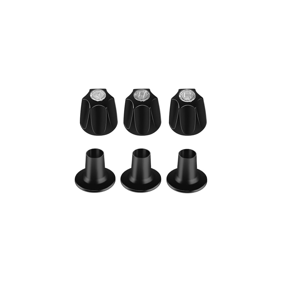 3-Piece Matte Shower Knob Kit - Compatible With Price Pfister Verve, Hot/Cold/Diverter Handles, Fits 12-Tooth 9.5Mm Stem Black 9336866677249