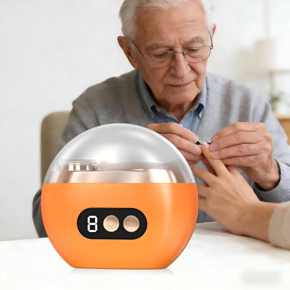 Electric Nail Clipper and Polisher with Safety Guard Orange