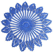 Crochet Round Table Cover Lace Doilies – Cotton/Linen, Multiple Sizes, Classic Motifs, Hand Washable, Blue, Compatible with Dining/Side Tables