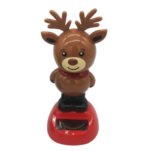 Solar Christmas dashboard decor elf snowman tree elk