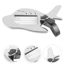 Metal Suitcase Name Tag Light Grey Airplane Luggage Tag with Id Card Durable and Reusable