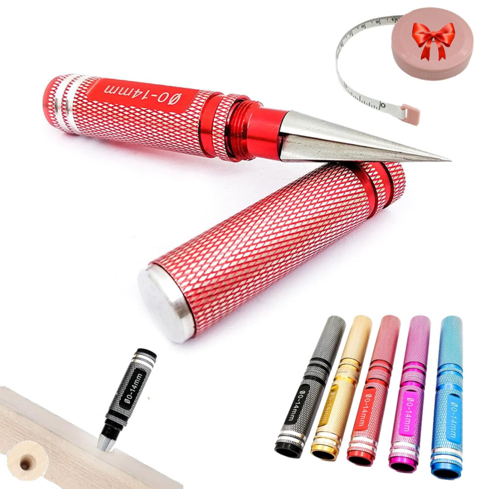 Multipurpose Manual Hole Punch, Steel 0-14Mm, 1-2/3Â Body, Air Transfer Holes Extension Tool, Multiple Sizes (Red) 9336866678352