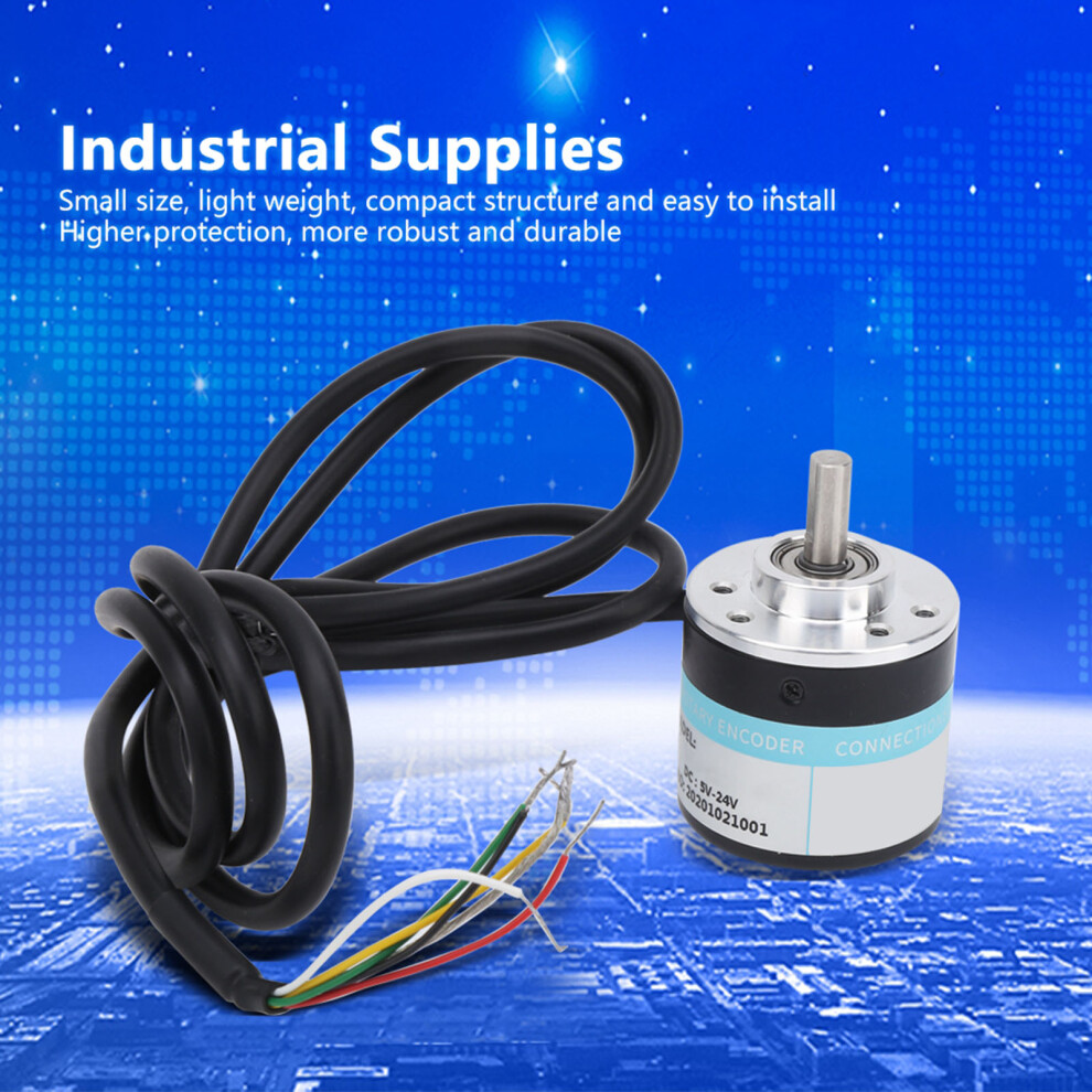3-Phase ABZ Incremental Encoder, 6mm Shaft,
