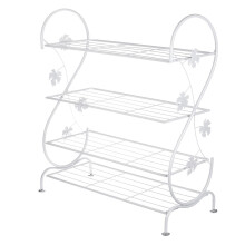 White Metal 4 Tier S-Shape Shoe Rack