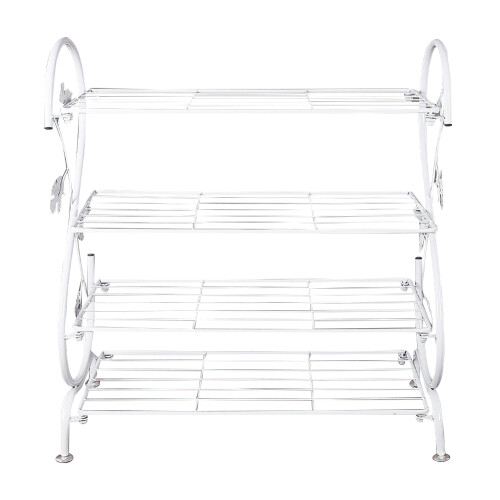 White Metal 4 Tier S-Shape Shoe Rack 1