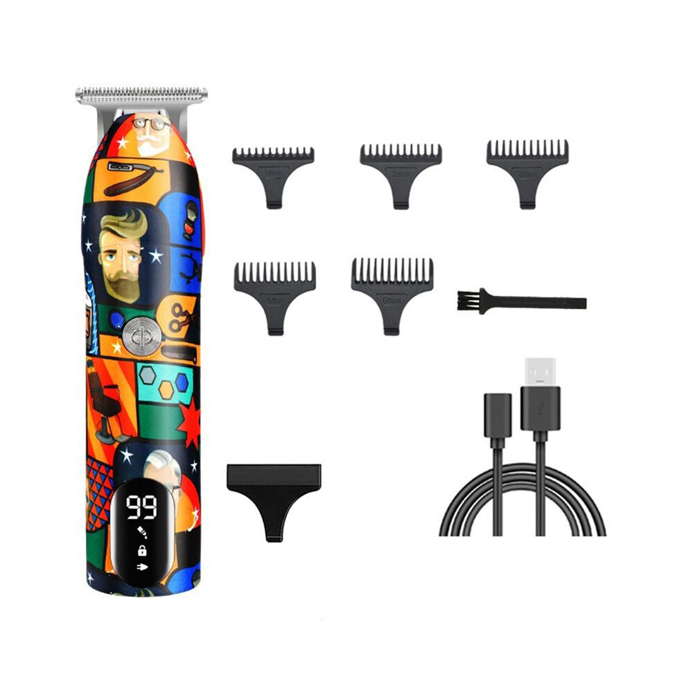 Melitt Barber Hair Clipper Rechargeable Graffiti Electric Finish Cutting Machine Beard Trimmer Shaver