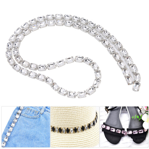 Rectangular Glass Diamond Chain Pendant DIY 1m White Accessories