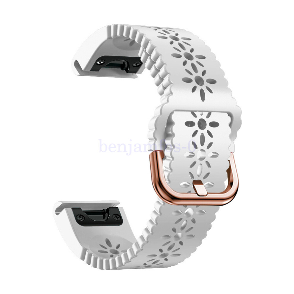 (20Mm, ) Quick Release 20Mm Lace Silicone Band For Garmin Fenix 7S 6S 5S Series Watch White 4069369452208