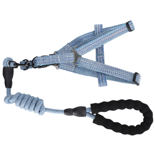 Adjustable Escape-Proof Dog Harness & Leash Set, Blue, Size L (7.5-22.5kg) 1