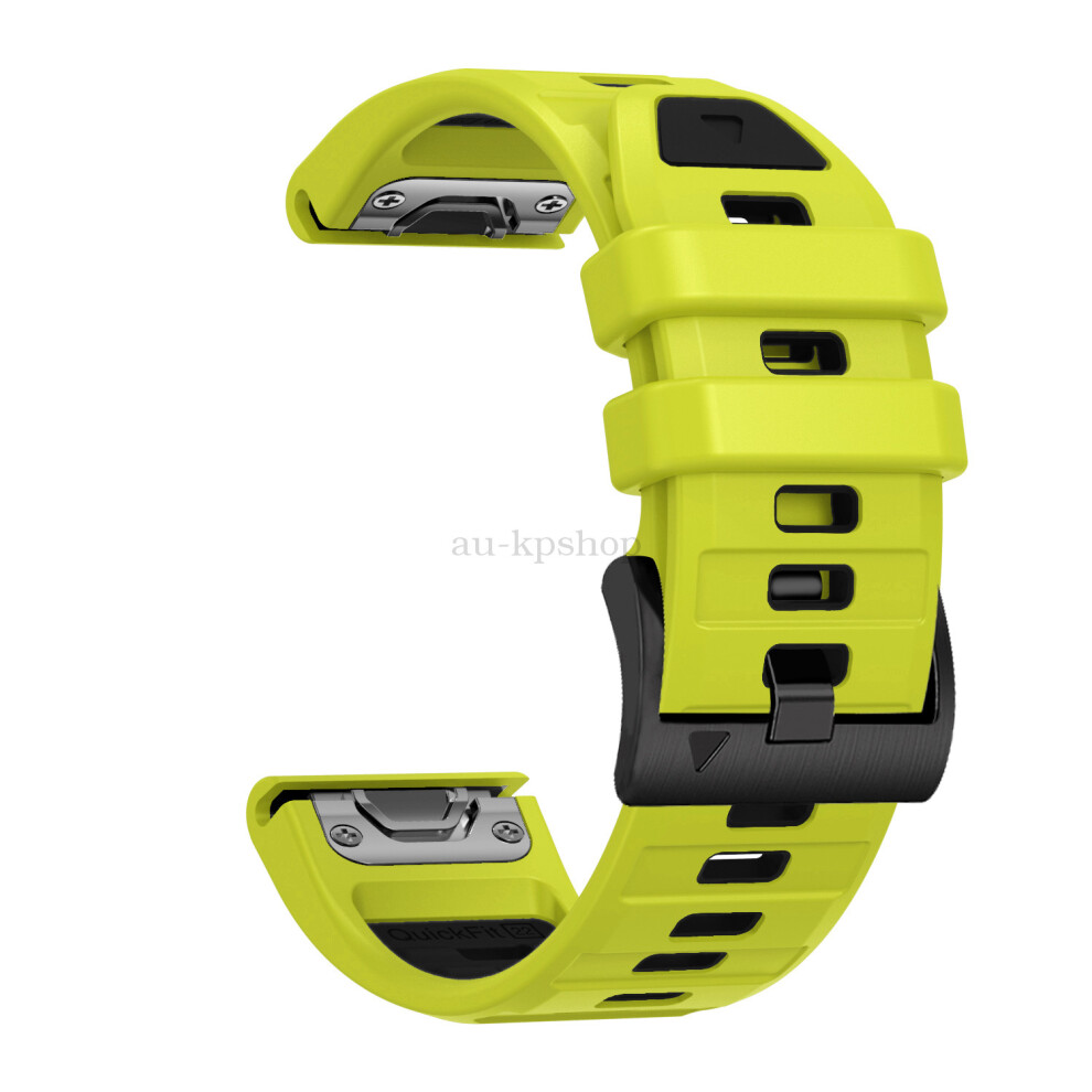 (26Mm, Lime ) Quickfit Two Tone Silicone Strap For Garmin Fenix 8 22Mm 26Mm Watch Band Black 4069369452475