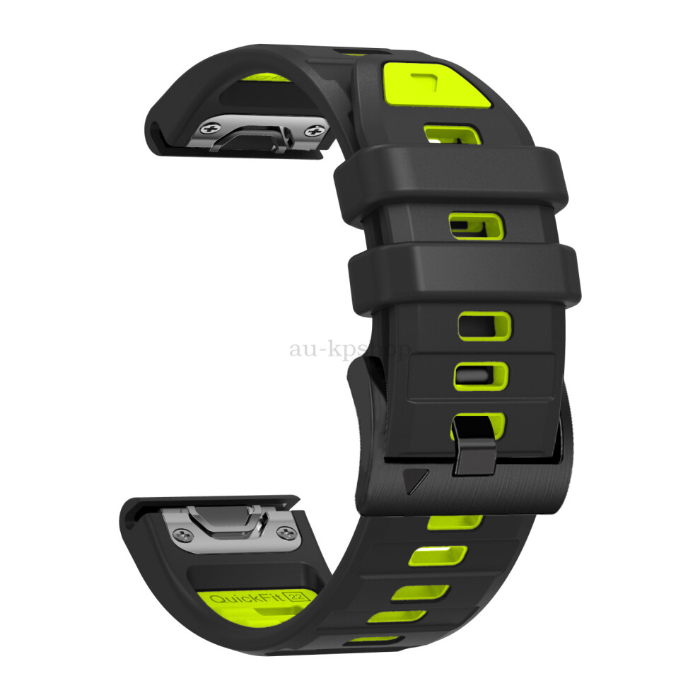 (22Mm, Lime) Quickfit Two Tone Silicone Strap For Garmin Fenix 8 22Mm 26Mm Watch Band Black 4069369452314
