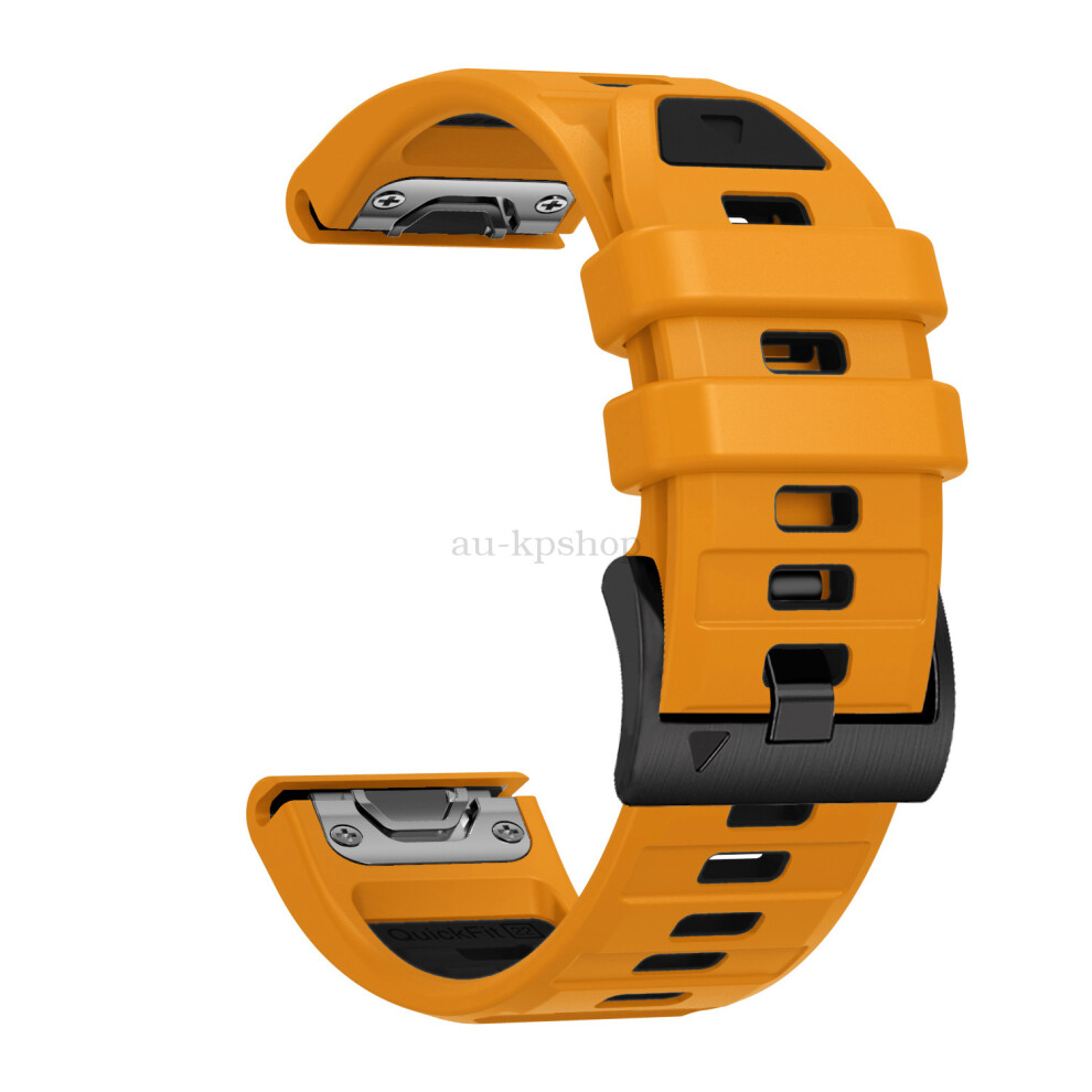 (26Mm, Orange Black) Quickfit Two Tone Silicone Strap For Garmin Fenix 8 22Mm 26Mm Watch Band Orange,Black 4069369452482