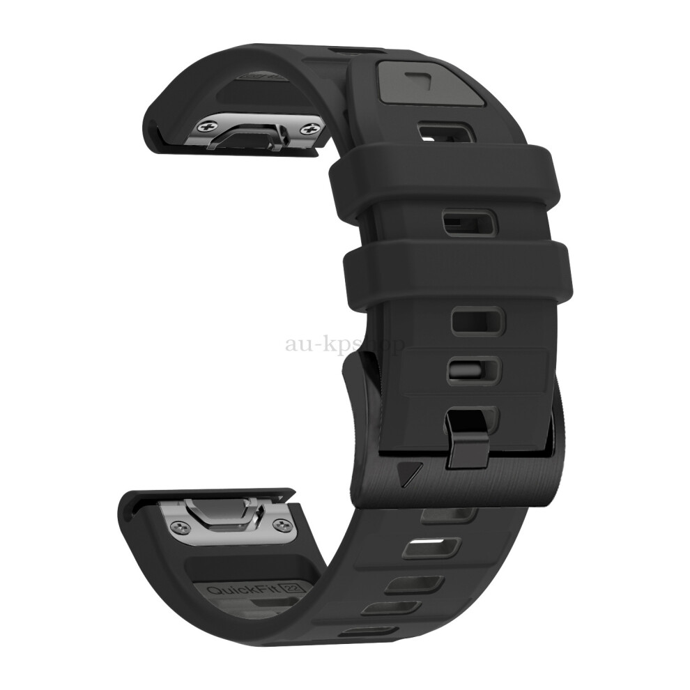 (22Mm, Gray) Quickfit Two Tone Silicone Strap For Garmin Fenix 8 22Mm 26Mm Watch Band Black 4069369452307