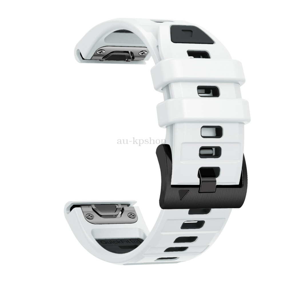 (22Mm, White Black) Quickfit Two Tone Silicone Strap For Garmin Fenix 8 22Mm 26Mm Watch Band White,Black 4069369452406
