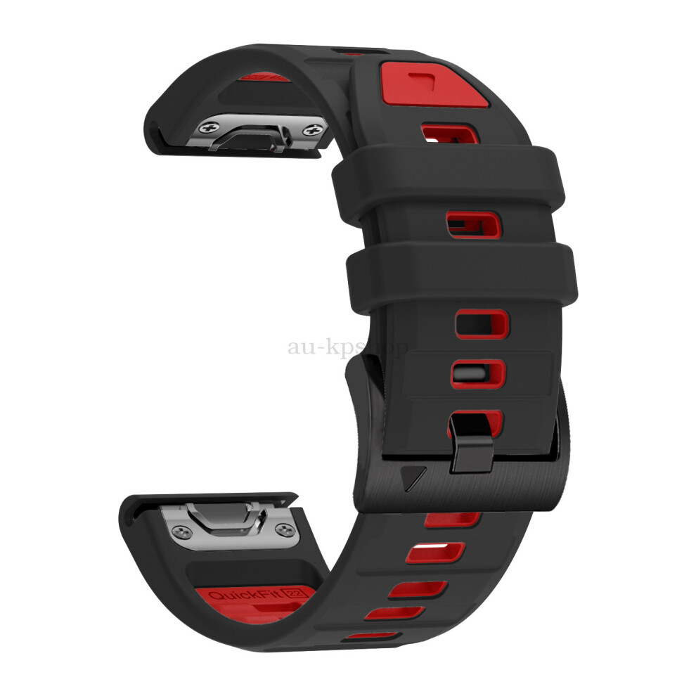 (26Mm, Black Red) Quickfit Two Tone Silicone Strap For Garmin Fenix 8 22Mm 26Mm Watch Band Black,Red 4069369452451