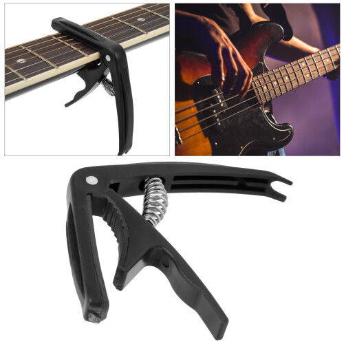 Glossy Black ABS Guitar Capo with Spring for Stringed Instruments 1