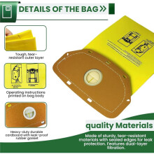 15 Pack AH10232 Sealed Collar Vacuum Bags for Commercial MPWR 40V Cordless Backpack Vacuum CH93619, CH93600