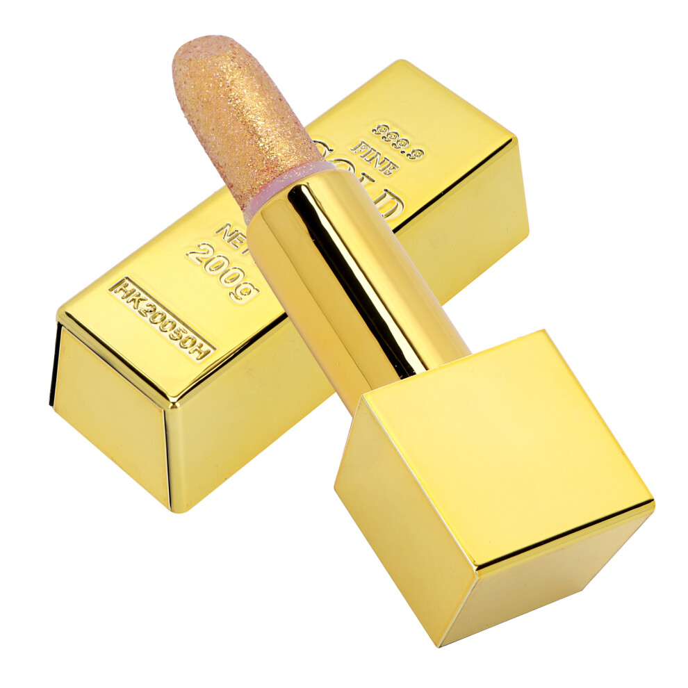 Gold Sparkle Lipstick Bar 3.5G Waterproof Long-Lasting Moisturizing Lip Makeup