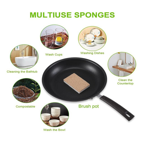 48PCS Biodegradable Compostable Cellulose Kitchen Sponges Coconut Scrubber - Eco Friendly Sponge for Dishes Cleaning 2