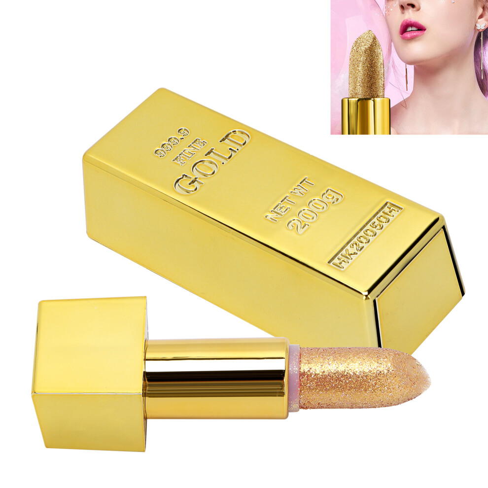 Gold Sparkle Lipstick Bar Design Waterproof Moisturizing 3.5G
