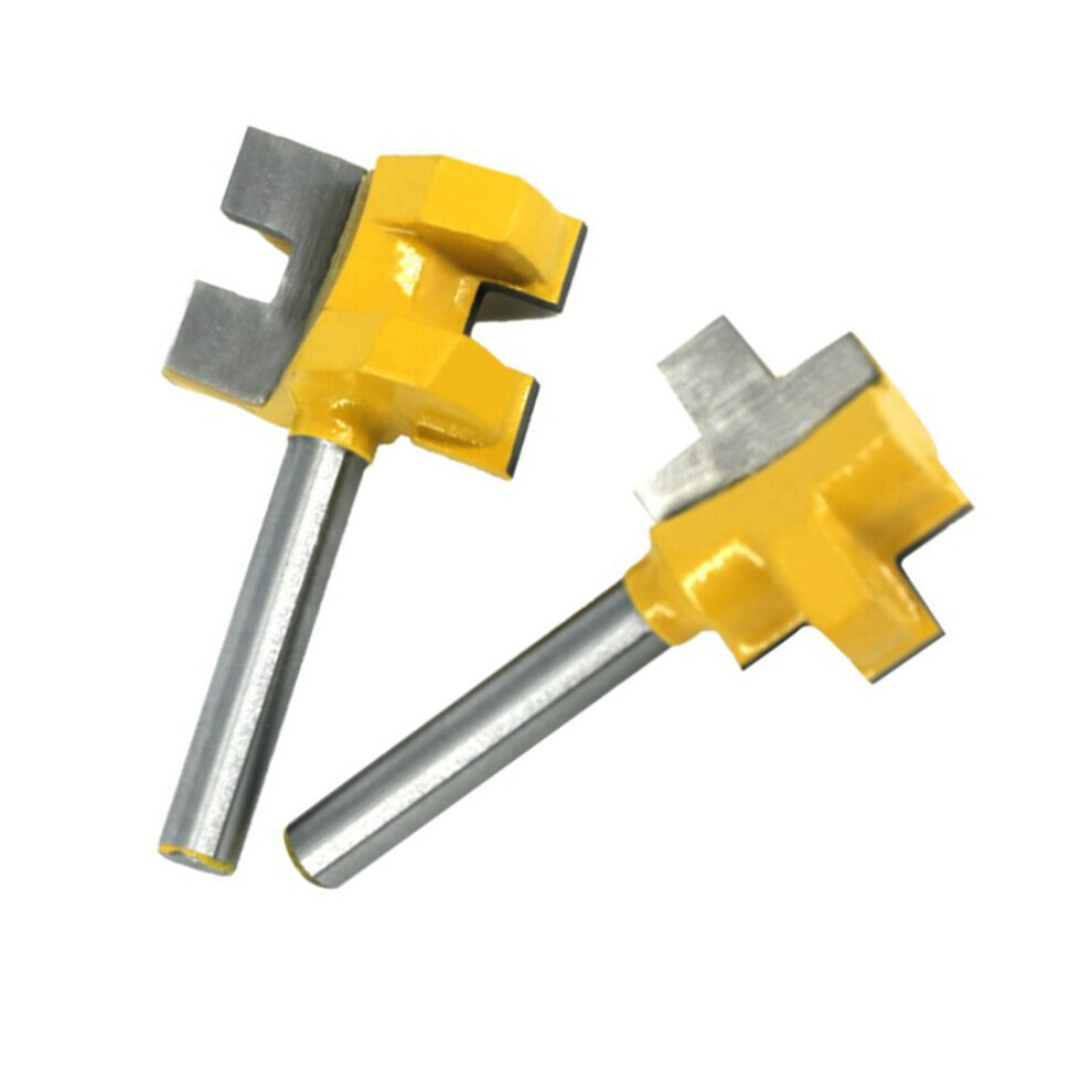 Yellow 2Pcs Router Bit Cemented Carbide Slotting Cutter Bit 1/4In Shank For Woodworking